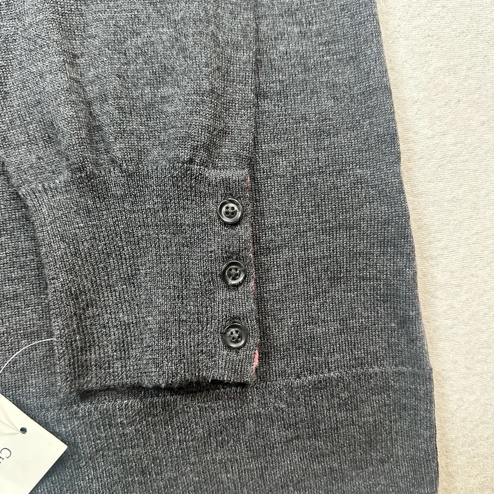 Charter Club Merino Wool Crewneck Sweater XXL Charcoal Heather‎ Button Cuff